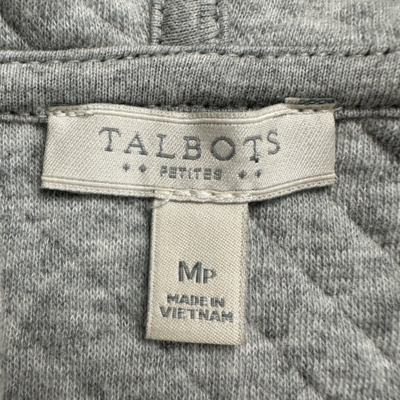 Talbots Quilted Open Front Hooded Sleeveless Vest Cardigan Jacket Gray - Picture 4 of 7